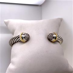 David Yurman Diamond Sterling Silver 18K YG Cuff Bracelet